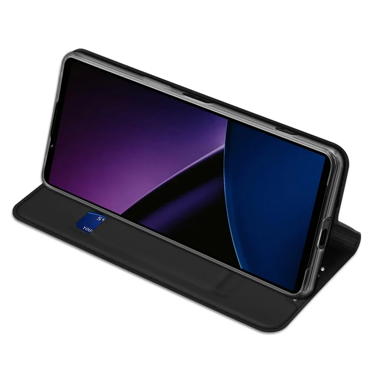 DUX DUCIS Skin Pro Series Für Sony Xperia 1 VI Kartensteckplatz Handyhülle Leder Telefonständer - Schwarz