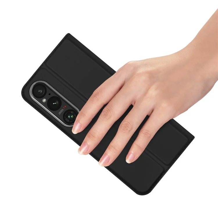 DUX DUCIS Skin Pro Series Für Sony Xperia 1 VI Kartensteckplatz Handyhülle Leder Telefonständer - Schwarz