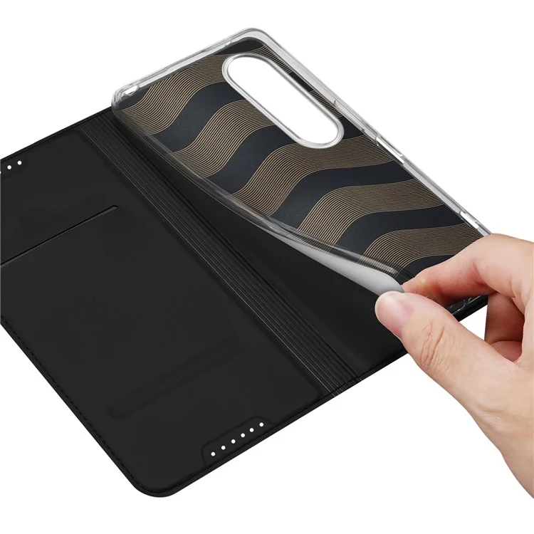 DUX DUCIS Skin Pro Series Für Sony Xperia 1 VI Kartensteckplatz Handyhülle Leder Telefonständer - Schwarz