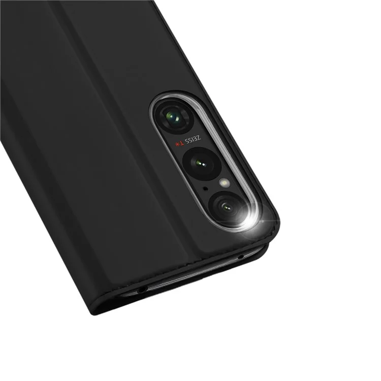 DUX DUCIS Skin Pro Series Für Sony Xperia 1 VI Kartensteckplatz Handyhülle Leder Telefonständer - Schwarz