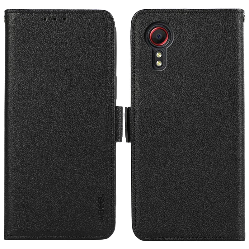 ABEEL For Samsung Galaxy Xcover 5 Leather Case RFID Blocking Litchi Texture Wallet Phone Cover - Black