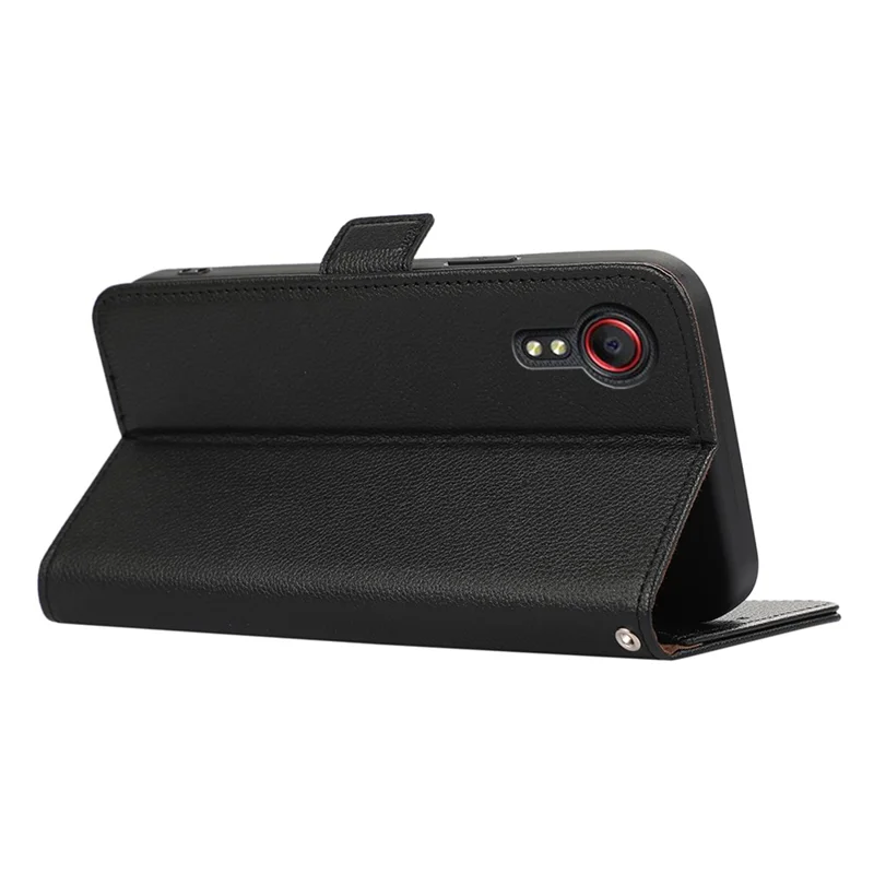 ABEEL For Samsung Galaxy Xcover 5 Leather Case RFID Blocking Litchi Texture Wallet Phone Cover - Black