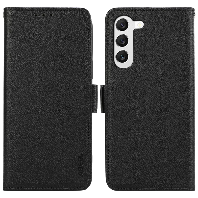 ABEEL For Samsung Galaxy S22+ 5G Case PU Leather RFID Blocking Card Holder Wallet Phone Cover - Black