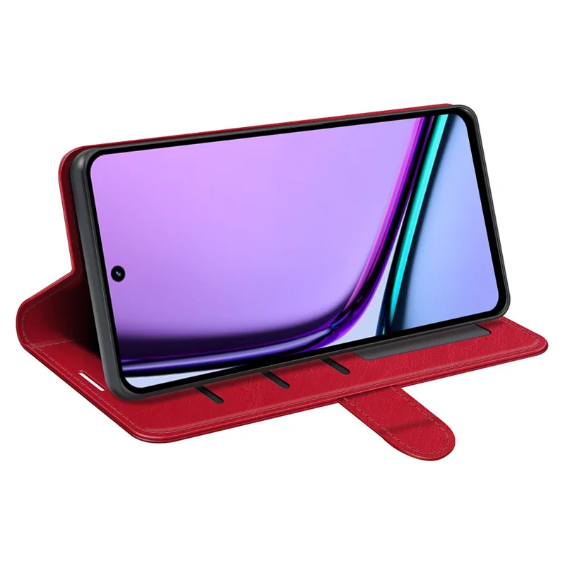 For Realme C67 4G Case TPU+PU Leather Phone Protective Flip Cover Crazy Horse Texture - Red
