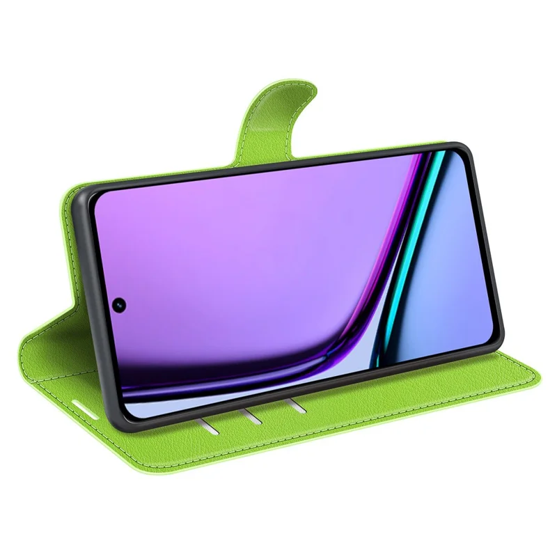 For Realme C67 4G Litchi Texture PU Leather Wallet Case Shockproof Cell Phone Cover - Green