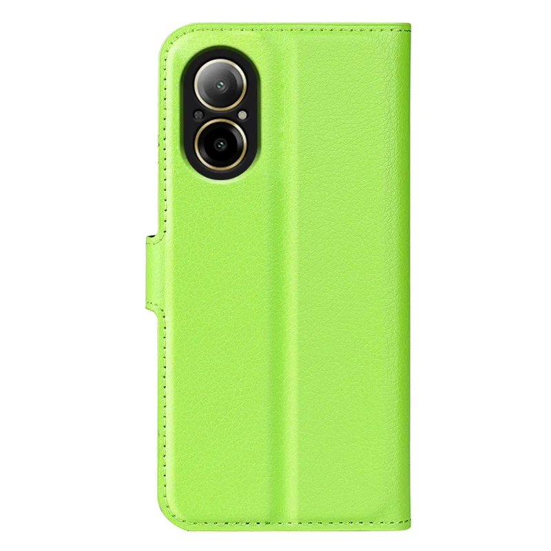 For Realme C67 4G Litchi Texture PU Leather Wallet Case Shockproof Cell Phone Cover - Green