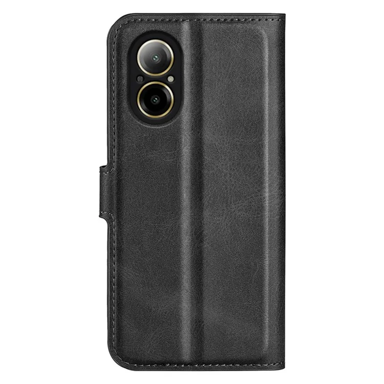 For Realme C67 4G Case Calf Texture Anti-scratch Leather Phone Wallet Stand Cover - Black