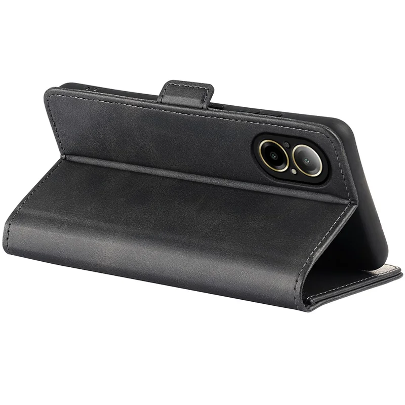 Für Realme C67 4G Mobiltelefon-Cover Ledertelefonhülle mit Magnetverschluss - Schwarz