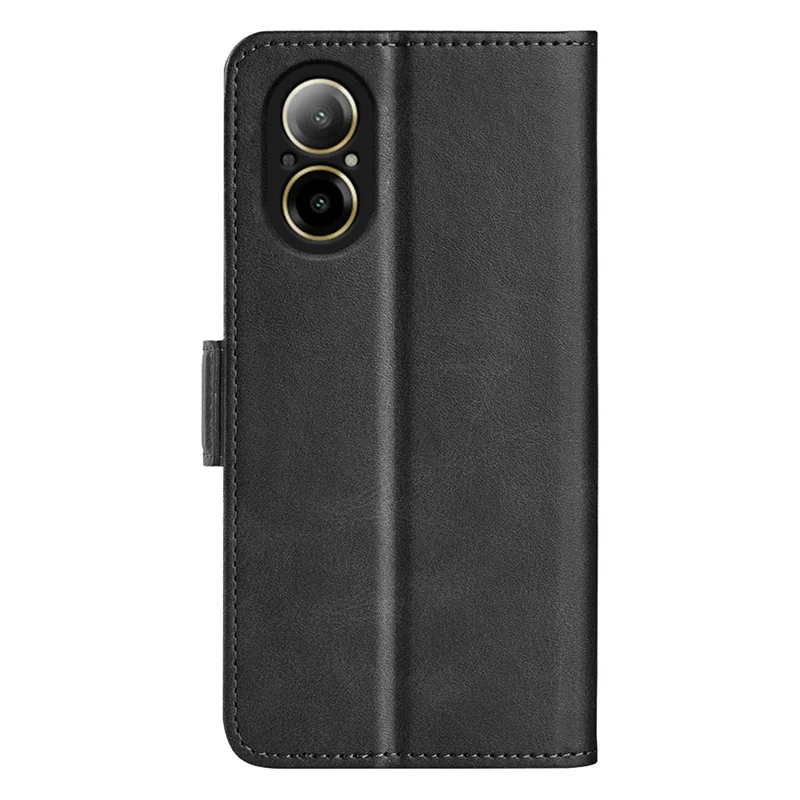 Für Realme C67 4G Mobiltelefon-Cover Ledertelefonhülle mit Magnetverschluss - Schwarz