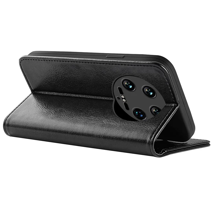 Für Xiaomi 14 Ultra Case TPU+PU Leder Handy-Schutzhülle Flip-Cover mit Crazy Horse Textur - Schwarz