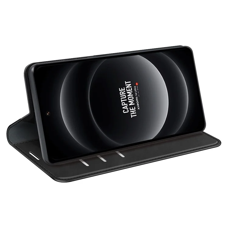 Чехол для Xiaomi 14 Ultra из искусственной кожи, магнитный, с откидным механизмом и защитой - Черный