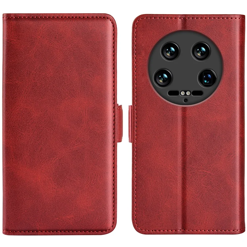 For Xiaomi 14 Ultra Phone Cover Magnetic Clasp Leather Phone Case with Wallet - Red