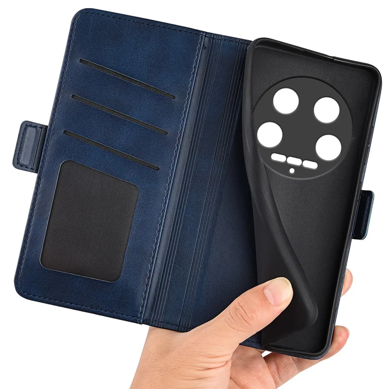 For Xiaomi 14 Ultra Phone Cover Magnetic Clasp Leather Phone Case with Wallet - Blue