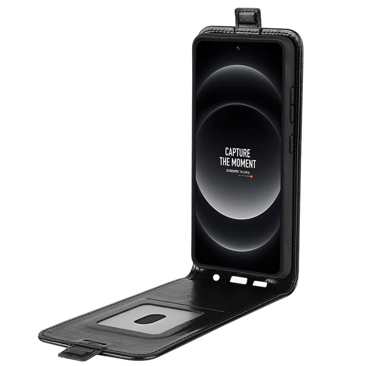 Per Xiaomi 14 Ultra Case PU Leather Protective Vertical Flip Phone Cover con Porta Carte - Nero