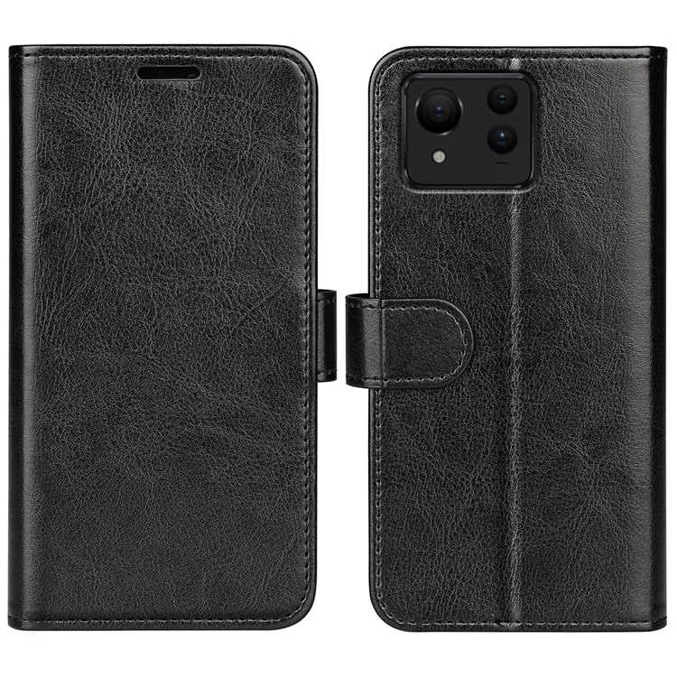 Для Asus Zenfone 11 Ultra 5G Чехол для телефона с текстурой сумасшедшей лошади из искусственной кожи PU + защитной прокладки из ТПУ - черный