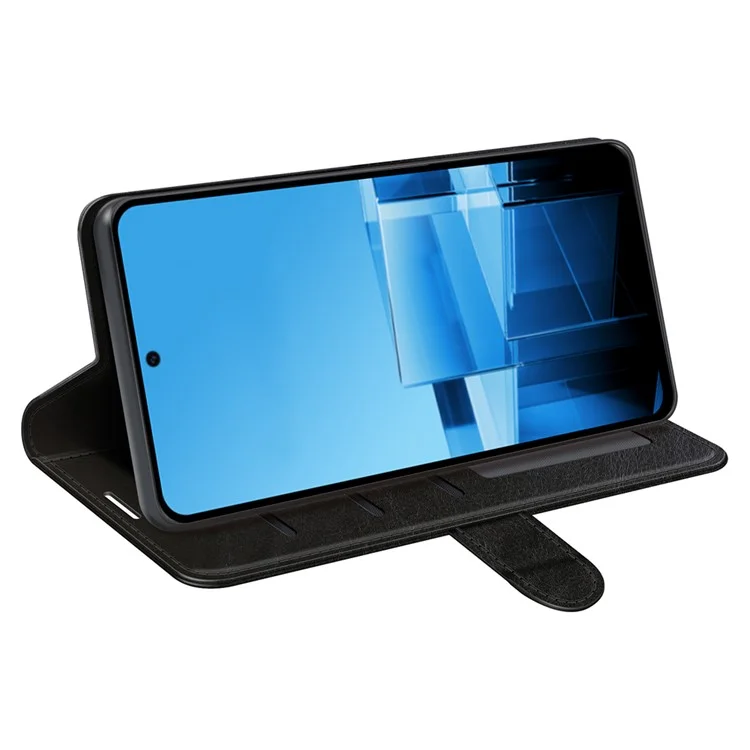 Для Asus Zenfone 11 Ultra 5G Чехол для телефона с текстурой сумасшедшей лошади из искусственной кожи PU + защитной прокладки из ТПУ - черный