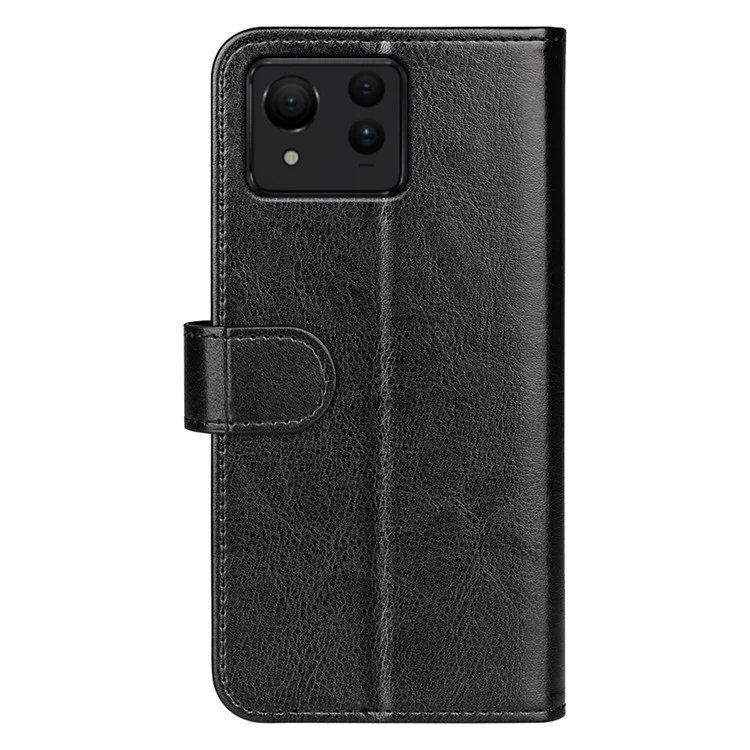 Для Asus Zenfone 11 Ultra 5G Чехол для телефона с текстурой сумасшедшей лошади из искусственной кожи PU + защитной прокладки из ТПУ - черный