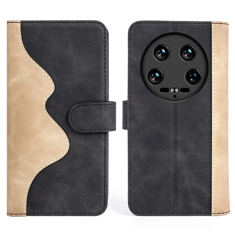 Pour Xiaomi 14 Ultra Portefeuille Étui de téléphone Étui en cuir PU Color Splicing Leather Flip Cover - Noir