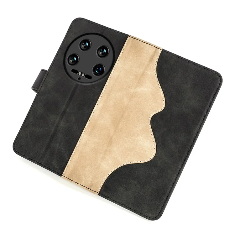 Pour Xiaomi 14 Ultra Portefeuille Étui de téléphone Étui en cuir PU Color Splicing Leather Flip Cover - Noir