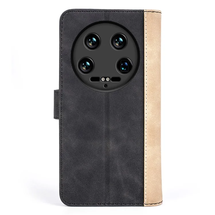Pour Xiaomi 14 Ultra Portefeuille Étui de téléphone Étui en cuir PU Color Splicing Leather Flip Cover - Noir
