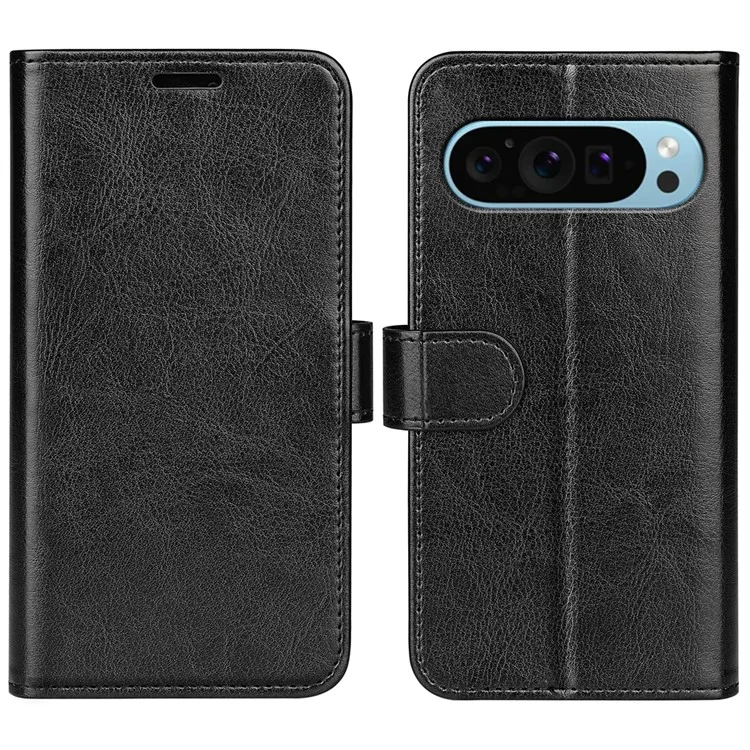 Для Google Pixel 9 / Pixel 9 Pro Чехол Crazy Horse Texture TPU+PU Leather Wallet Flip Phone Cover - Черный