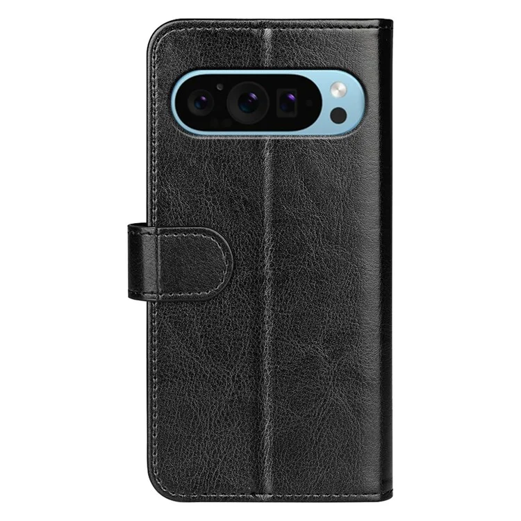 Для Google Pixel 9 / Pixel 9 Pro Чехол Crazy Horse Texture TPU+PU Leather Wallet Flip Phone Cover - Черный