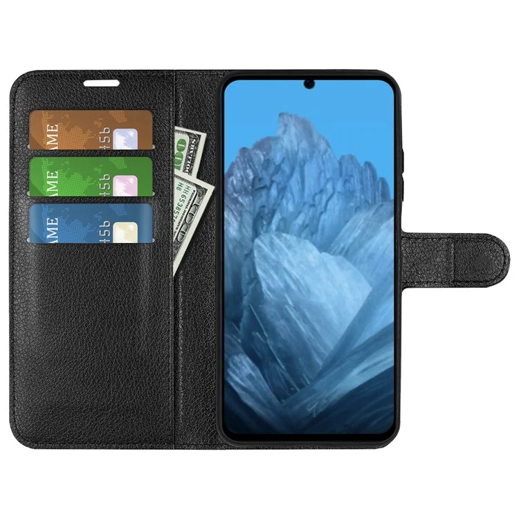 For Google Pixel 9 / Pixel 9 Pro PU Leather Phone Case Litchi Texture Shockproof Cell Phone Back Cover - Black