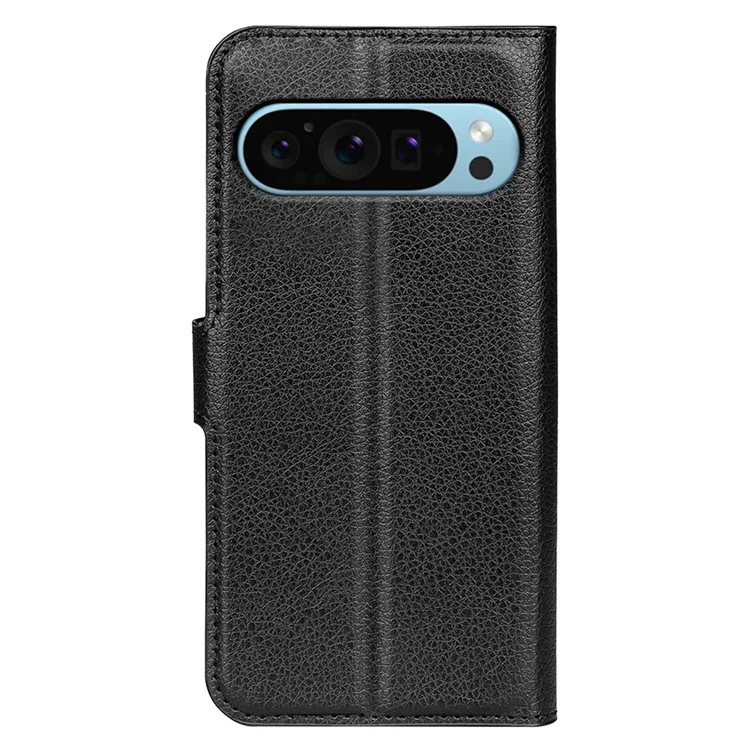For Google Pixel 9 / Pixel 9 Pro PU Leather Phone Case Litchi Texture Shockproof Cell Phone Back Cover - Black