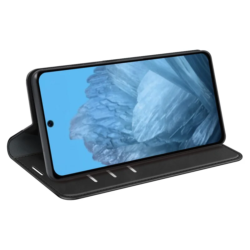 For Google Pixel 9 / Pixel 9 Pro Leather Case Skin-Touch Magnetic Closing Phone Cover - Black
