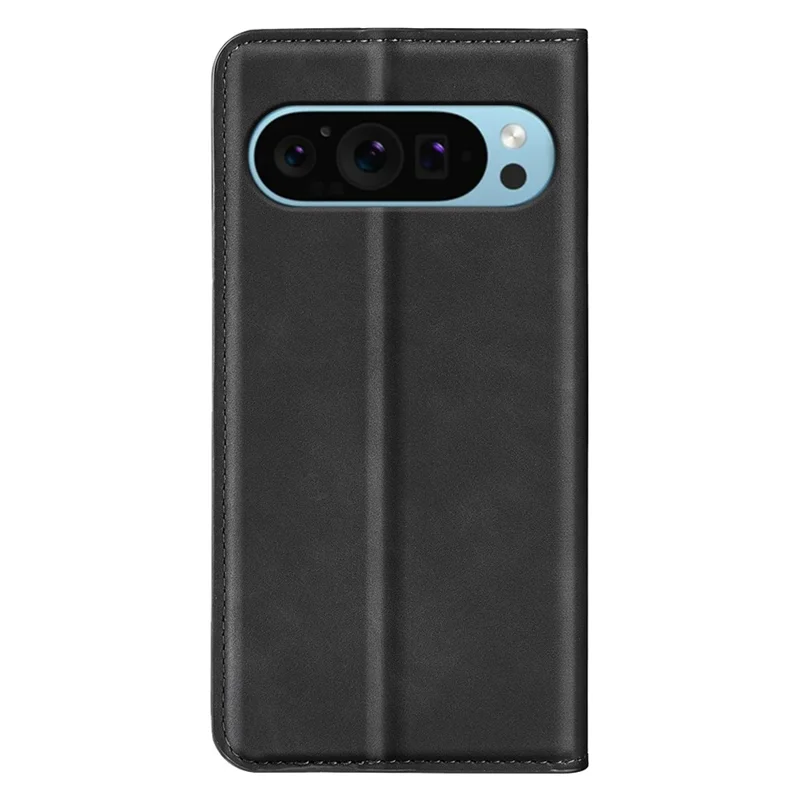 For Google Pixel 9 / Pixel 9 Pro Leather Case Skin-Touch Magnetic Closing Phone Cover - Black