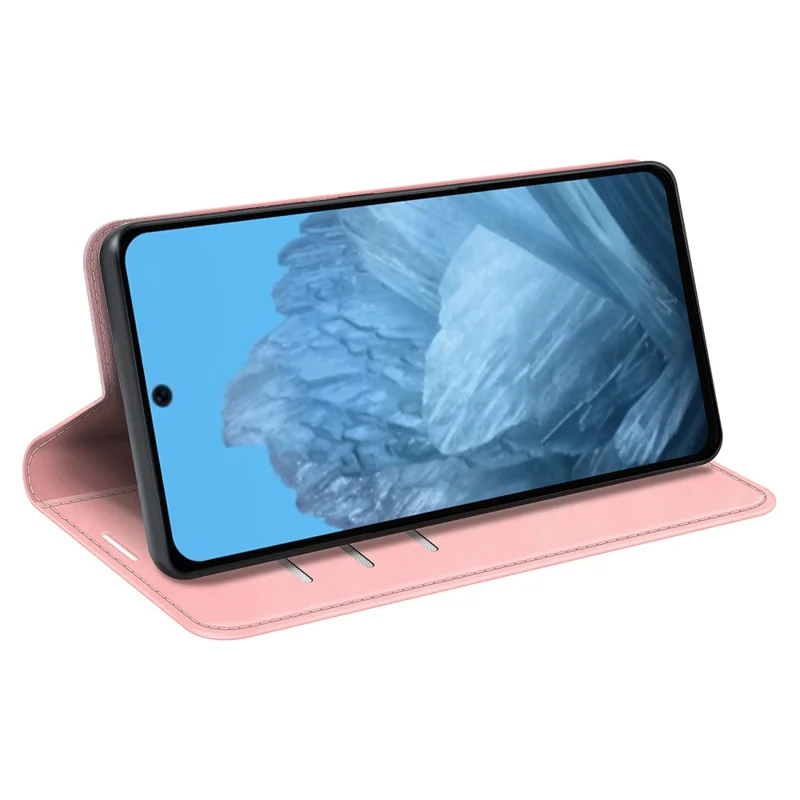 For Google Pixel 9 / Pixel 9 Pro Leather Case Skin-Touch Magnetic Closing Phone Cover - Pink