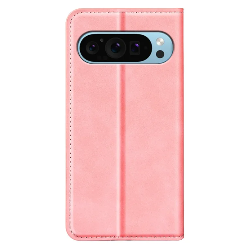 For Google Pixel 9 / Pixel 9 Pro Leather Case Skin-Touch Magnetic Closing Phone Cover - Pink