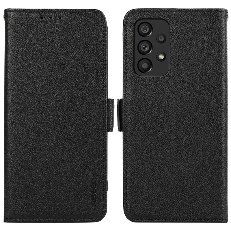ABEEL لجهاز Samsung Galaxy A53 5G غطاء جراب من جلد PU بملمس الليمون الشائك مع حماية من التتبع عبر RFID وغطاء قابل للطي مع حامل - أسود