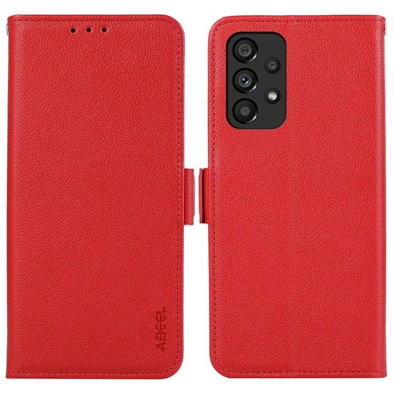 ABEEL For Samsung Galaxy A53 5G PU Leather Case RFID Blocking Flip Stand Phone Cover - Red