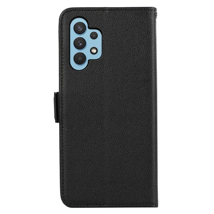 ABEEL Wallet Phone Stand Case para Samsung Galaxy A32 4G (Versión de la UE) Funda de teléfono de cuero PU con bloqueo RFID - Negro