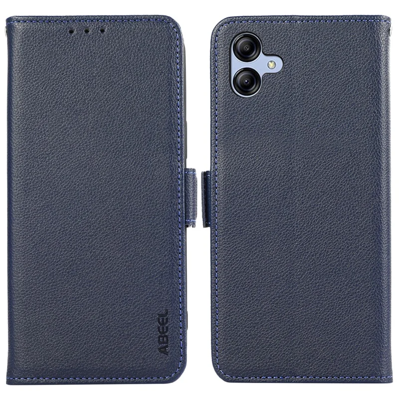ABEEL For Samsung Galaxy A04 4G (164.4 x 76.3 x 9.1 mm) RFID Blocking Wallet Shell Phone Cover PU Leather Case - Blue