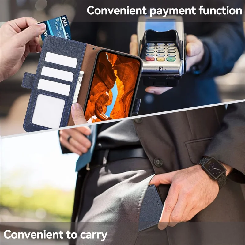 ABEEL For Samsung Galaxy A04 4G (164.4 x 76.3 x 9.1 mm) RFID Blocking Wallet Shell Phone Cover PU Leather Case - Blue