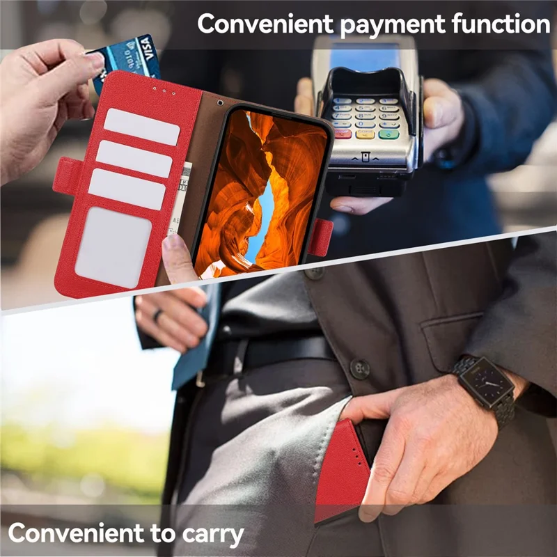 ABEEL For Samsung Galaxy A04 4G (164.4 x 76.3 x 9.1 mm) RFID Blocking Wallet Shell Phone Cover PU Leather Case - Red