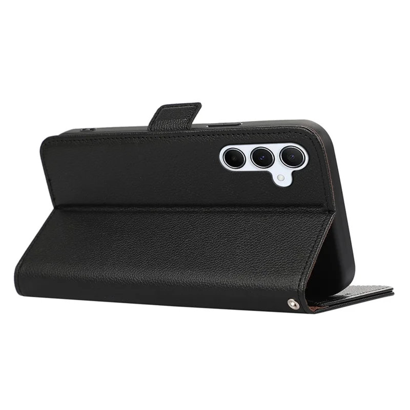 ABEEL Para Samsung Galaxy A04s 4G (164,7 x 76,7 x 9,1 mm) / A13 5G Case Textura de Litchi Bloqueio RFID Capa de Telefone de Couro - Preto