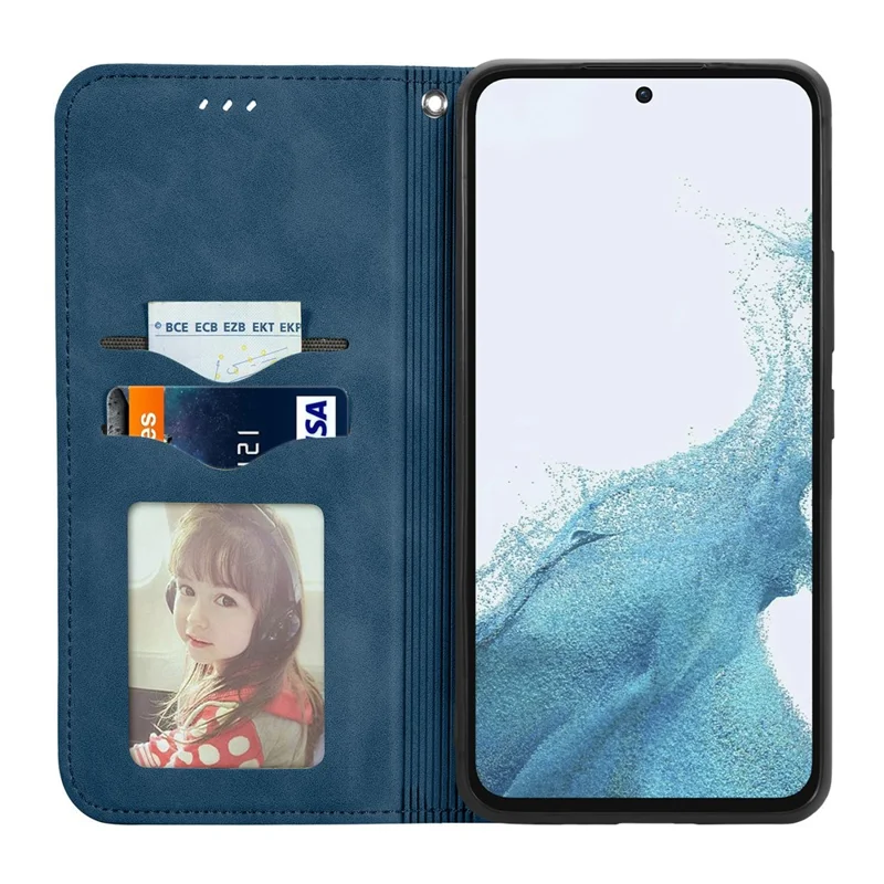 For Samsung Galaxy A54 5G Case Skin-touch Leather Magnetic Adsorption Flip Phone Cover - Dark Blue