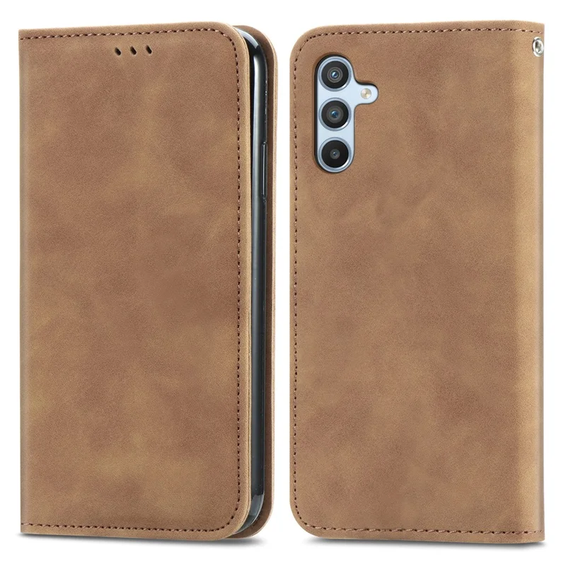 For Samsung Galaxy A54 5G Case Skin-touch Leather Magnetic Adsorption Flip Phone Cover - Brown
