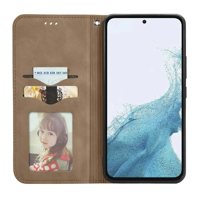 For Samsung Galaxy A54 5G Case Skin-touch Leather Magnetic Adsorption Flip Phone Cover - Brown