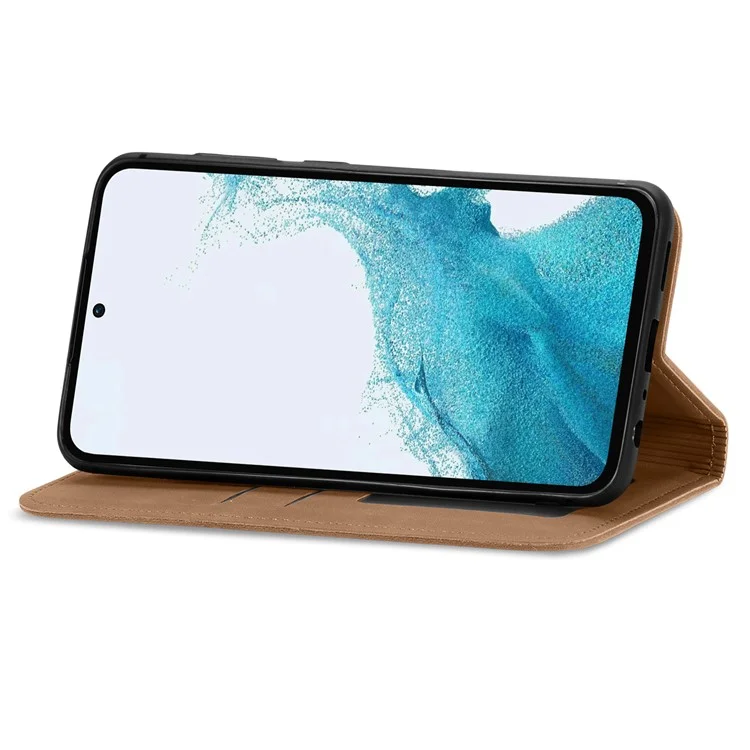 Para Samsung Galaxy A55 5G Funda Ranuras para Tarjetas Tacto Suave Cuero Flip Cubierta del Teléfono - Marrón