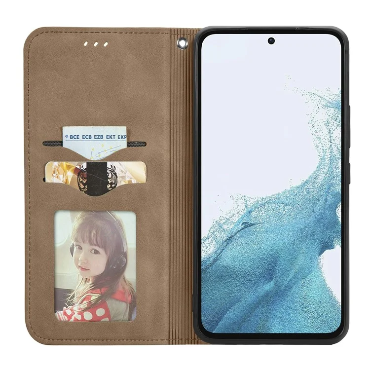 Para Samsung Galaxy A55 5G Funda Ranuras para Tarjetas Tacto Suave Cuero Flip Cubierta del Teléfono - Marrón