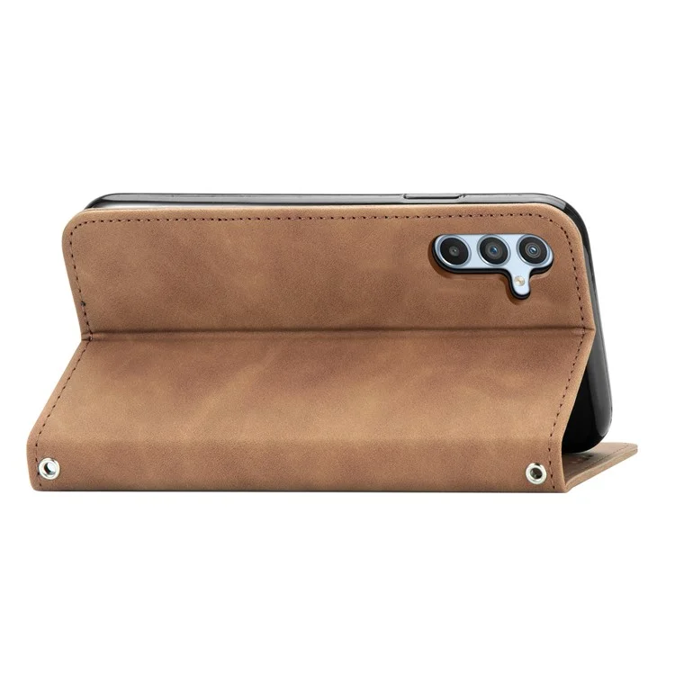 Para Samsung Galaxy A55 5G Funda Ranuras para Tarjetas Tacto Suave Cuero Flip Cubierta del Teléfono - Marrón