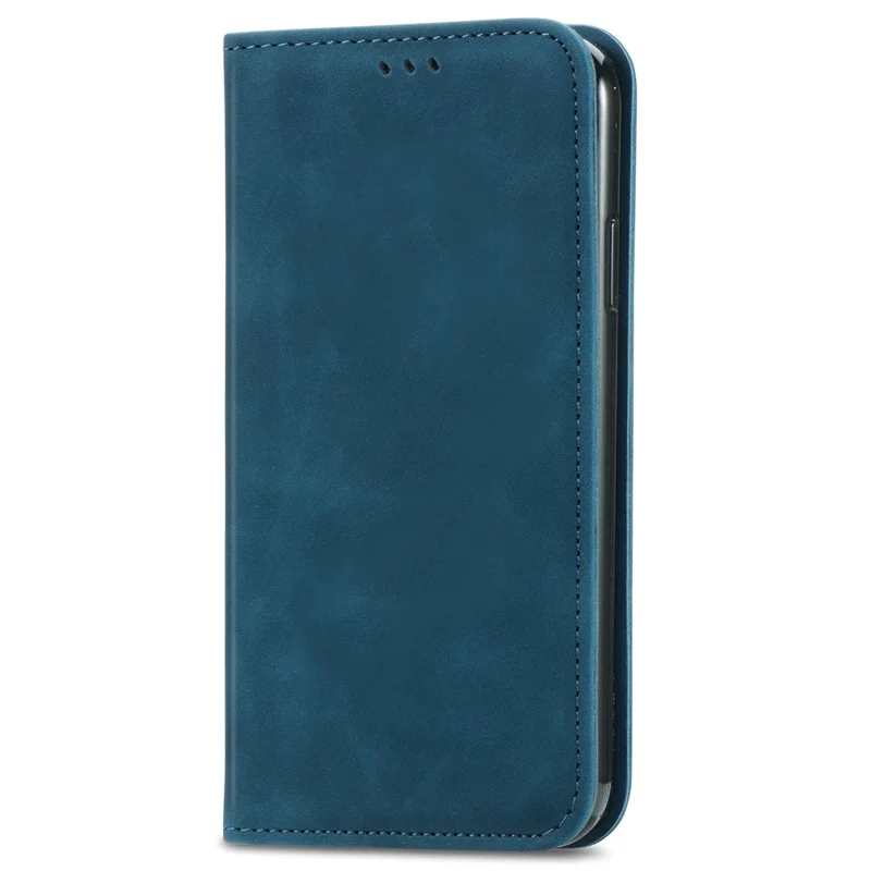 For Samsung Galaxy S23 Skin-Touch Magnetic Phone Stand Cover Anti-Scratch Cell Phone Case - Dark Blue