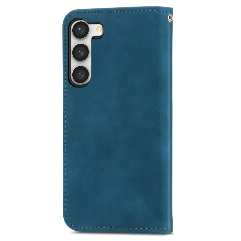 For Samsung Galaxy S23 Skin-Touch Magnetic Phone Stand Cover Anti-Scratch Cell Phone Case - Dark Blue