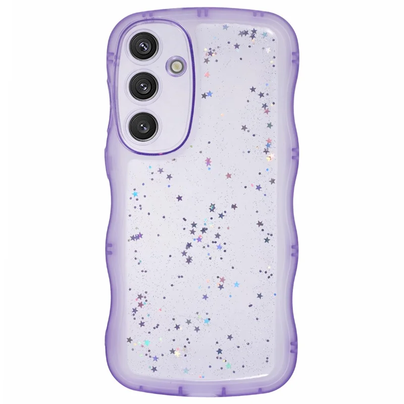 JTW Series for Samsung Galaxy S24 Case Wavy Edge Epoxy TPU Phone Cover - Transparent Purple
