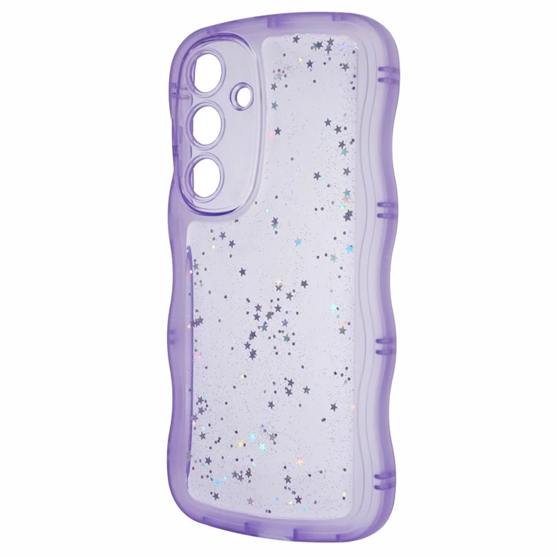 JTW Series for Samsung Galaxy S24 Case Wavy Edge Epoxy TPU Phone Cover - Transparent Purple