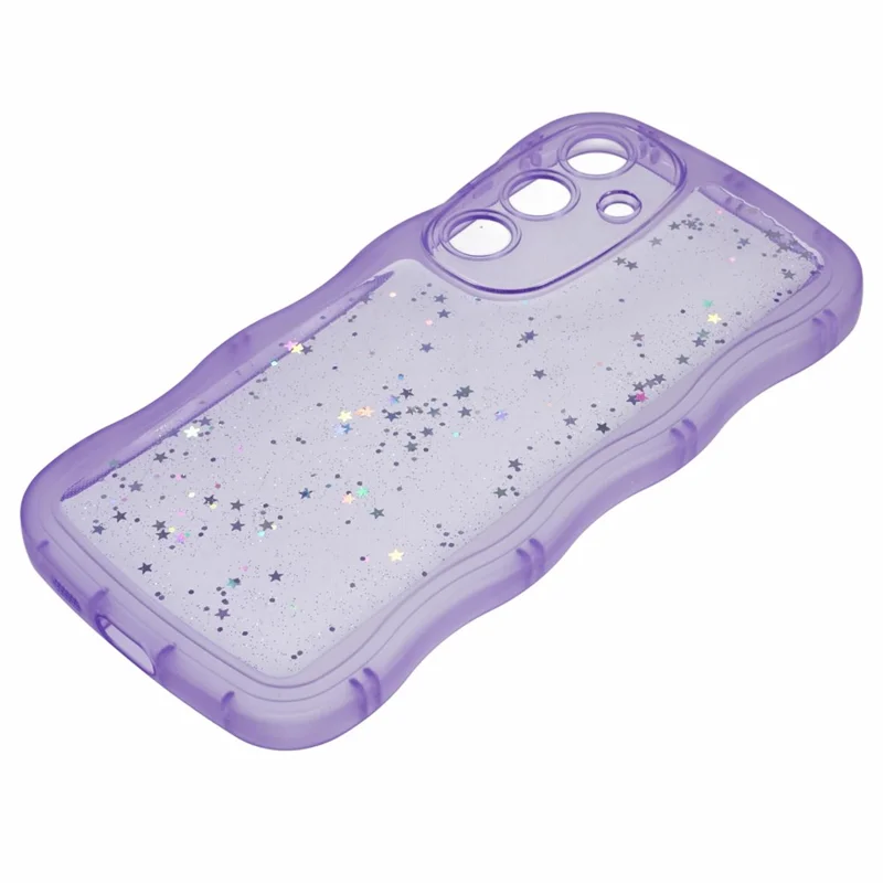 JTW Series for Samsung Galaxy S24 Case Wavy Edge Epoxy TPU Phone Cover - Transparent Purple